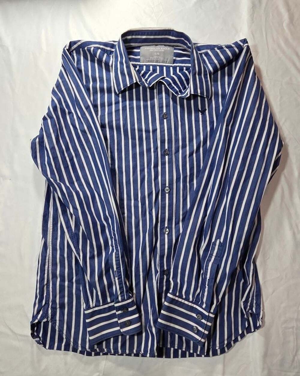 American Eagle Outfitters Vintage Fit Shirt Size L Blue White Stripe